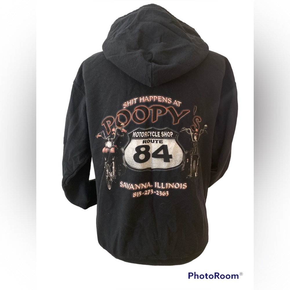 Ladies medium biker zip up hooded sweatshirt.